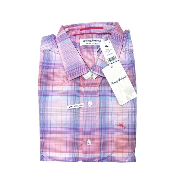 Tommy Bahama Mens Orange Blue Siesta Key Charmed Check Button Up Shirt Sz L New - Picture 2 of 11